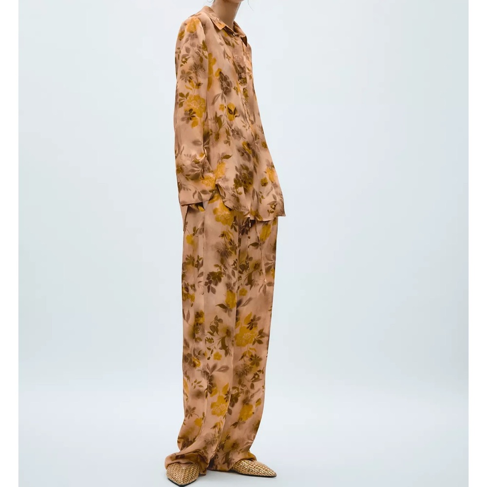 Zara zw collection printed top pants co-ord set